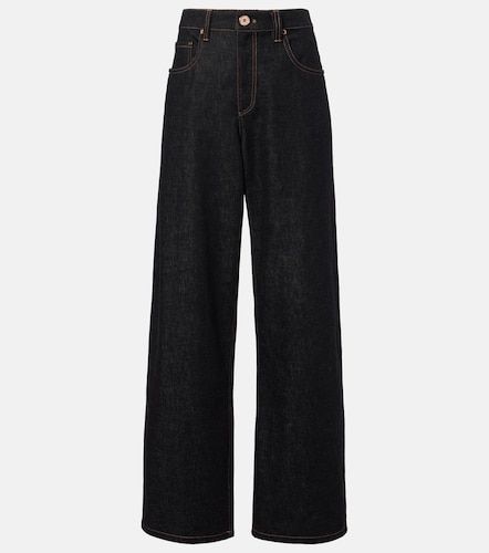 Jean wide à étiquette en cuir - Brunello Cucinelli - Modalova