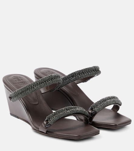 Mules compensées en cuir - Brunello Cucinelli - Modalova