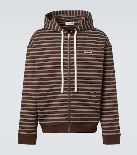 Sweat-shirt à capuche rayé en coton - Miu Miu - Modalova