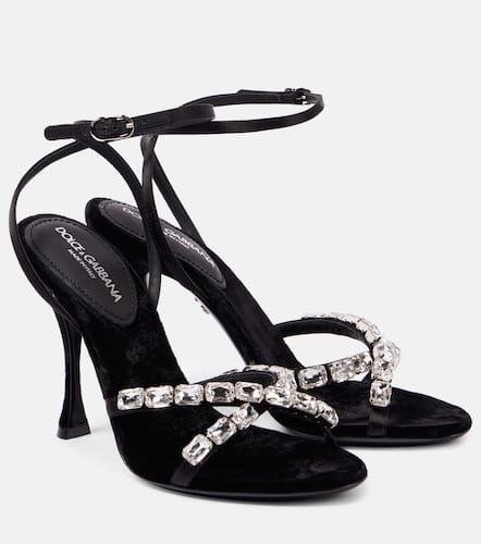 Sandales en satin à cristaux - Dolce&Gabbana - Modalova