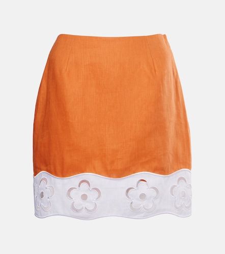Mini-jupe Margaux en lin à broderies anglaises - Staud - Modalova