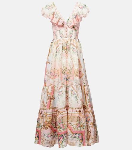 Robe longue imprimée en lin - Camilla - Modalova