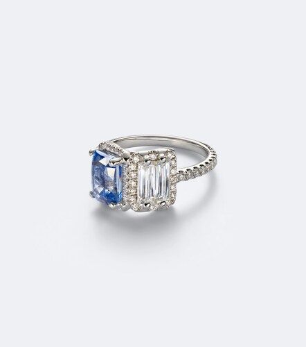 Bague en or blanc 18 ct (750/1000), diamants et saphir - Suzanne Kalan - Modalova