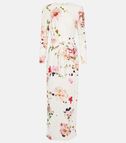 Robe longue en soie à fleurs - Monique Lhuillier - Modalova