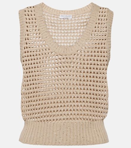 Gilet sans manches en coton mélangé à sequins - Brunello Cucinelli - Modalova