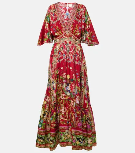 Robe longue imprimée en soie - Camilla - Modalova