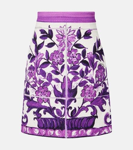 Mini-jupe Majolica en coton et lin - Dolce&Gabbana - Modalova