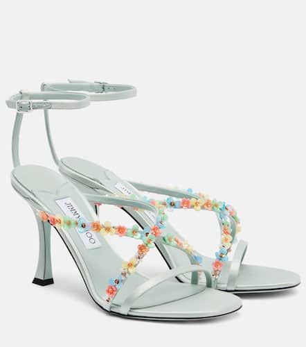Sandales Blanche 90 en satin  fleurs - Jimmy Choo - Modalova