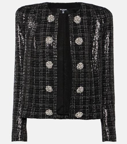 Veste en tweed à paillettes - Balmain - Modalova