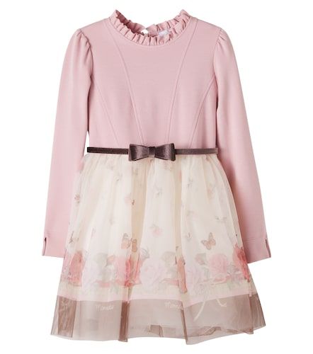Robe ceinturée imprimée à volants - Monnalisa - Modalova