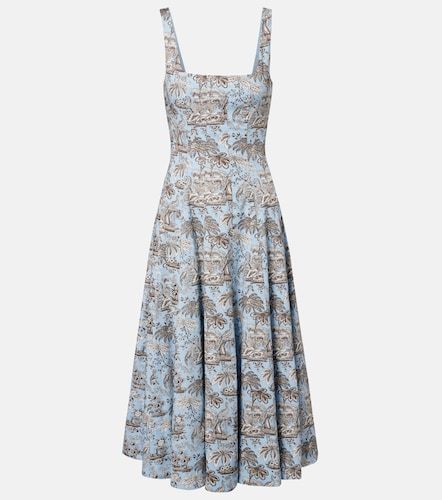 Robe midi Wells en popeline de coton à fleurs - Staud - Modalova