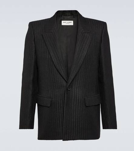 Blazer rayé en lin, laine et soie - Saint Laurent - Modalova