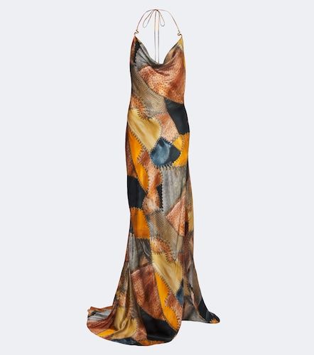 Robe longue en soie à imprimé - Roberto Cavalli - Modalova
