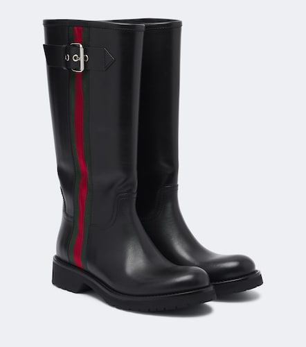 Gucci Bottines Web Stripe en cuir - Gucci - Modalova