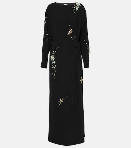 Robe longue brodée en crêpe de satin - Dries Van Noten - Modalova