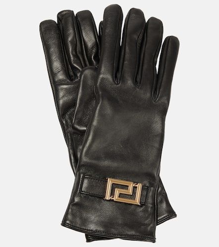 Versace Gants Greca en cuir - Versace - Modalova
