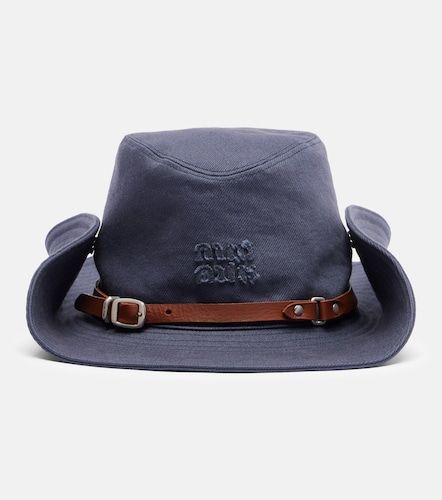 Chapeau de cowboy en coton à finitions en cuir - Miu Miu - Modalova