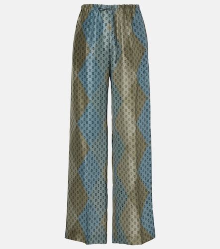 Pantalon droit imprimé en satin de soie - Dries Van Noten - Modalova