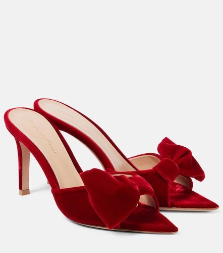 Mules 85 en velours à nœud - Gianvito Rossi - Modalova