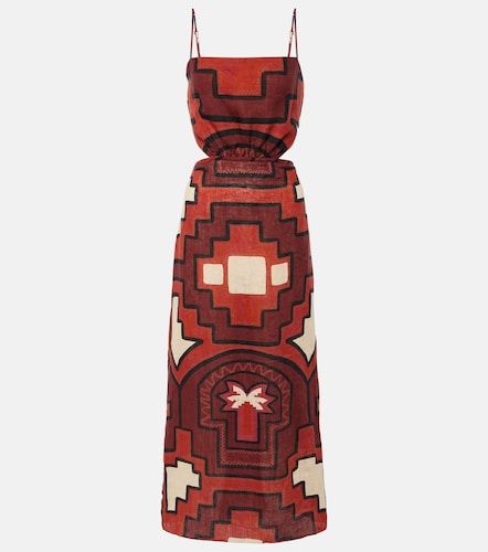 Robe midi en lin à imprimé et découpes - Johanna Ortiz - Modalova