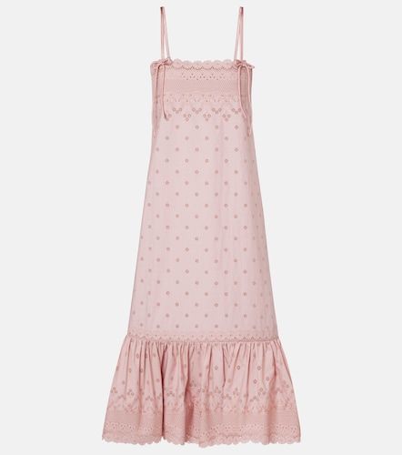 Robe midi en coton à broderies anglaises - Valentino - Modalova
