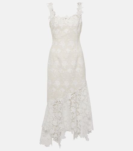 Robe midi en tweed bordée de dentelle florale - Oscar de la Renta - Modalova