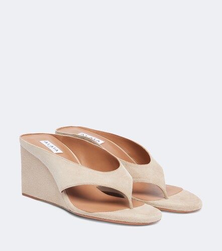 Alaïa Mules compensées Cube en daim - Alaia - Modalova