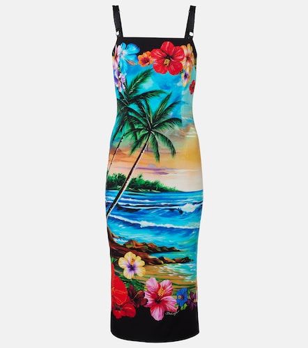 Robe midi imprimée en soie mélangée - Dolce&Gabbana - Modalova