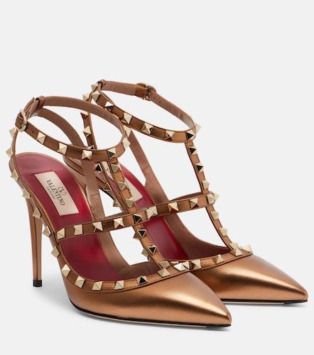Escarpins Rockstud en cuir métallisé - Valentino Garavani - Modalova