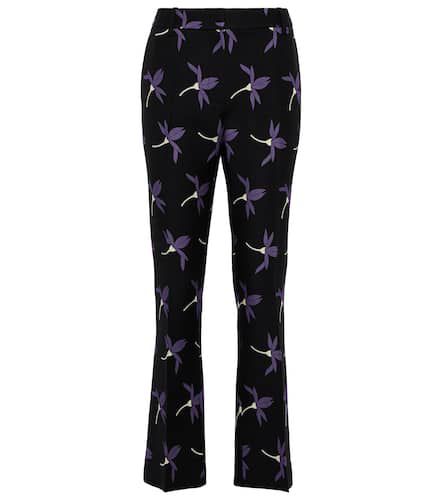 Pantalon droit en laine mélangée à fleurs - Valentino - Modalova