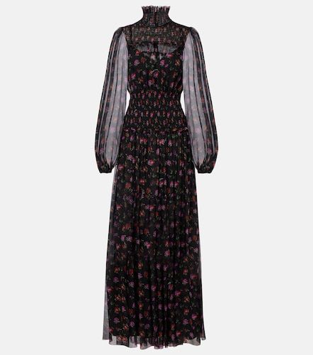 Robe longue en soie à fleurs - Dolce&Gabbana - Modalova