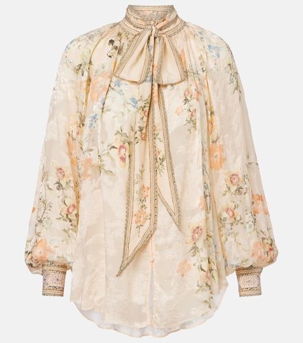 Blouse en soie mélangée à fleurs et ornements - Camilla - Modalova