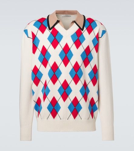 Polo en coton et laine à motif Argyle - Dries Van Noten - Modalova