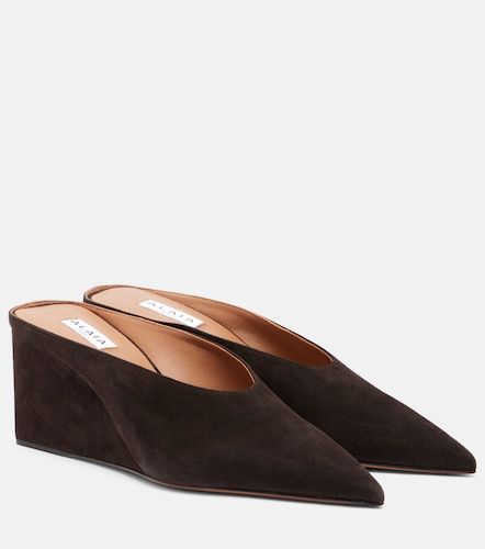 Alaïa Mules compensées Cube 75 en daim - Alaia - Modalova