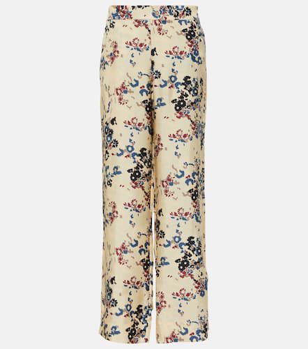 Pantalon ample London en soie à fleurs - Asceno - Modalova