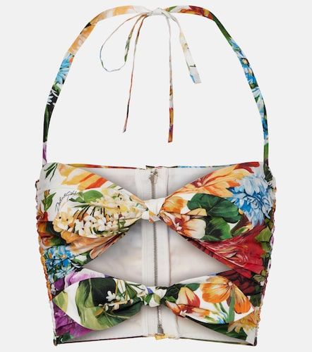 Top raccourci en coton à fleurs - Dolce&Gabbana - Modalova