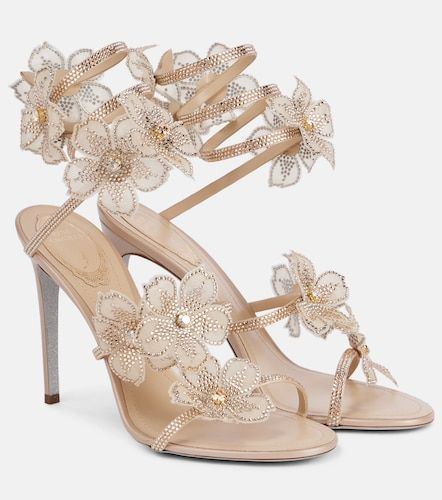 Sandales Peach en satin à appliqués floraux - Rene Caovilla - Modalova