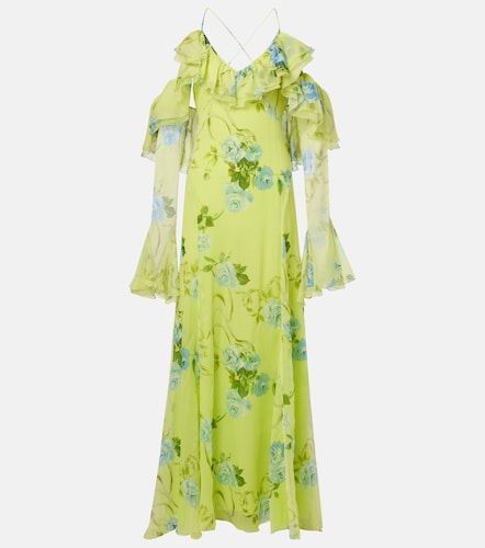 Robe longue en crêpe de soie à fleurs - Blumarine - Modalova