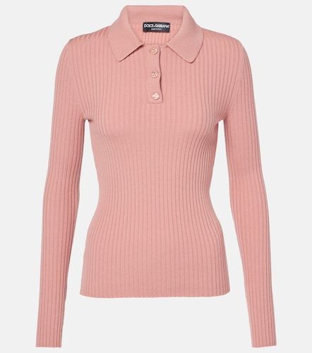 Polo côtelé en laine mélangée - Dolce&Gabbana - Modalova