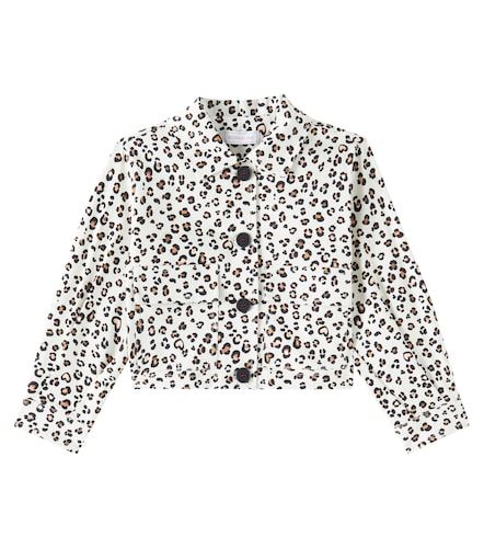 Veste en gabardine de coton mélangé à imprimé léopard - Monnalisa - Modalova