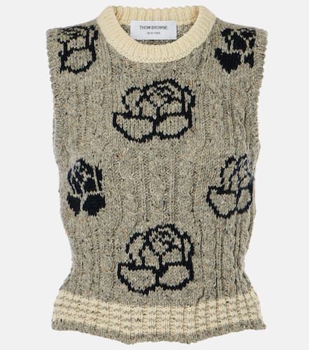 Gilet en laine et mohair à fleurs - Thom Browne - Modalova