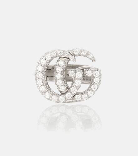 Boucle d'oreille unique en or blanc 18 carats et diamants Double G - Gucci - Modalova