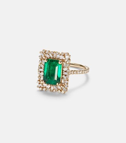 Bague en or 18 ct, émeraude et diamants - Suzanne Kalan - Modalova