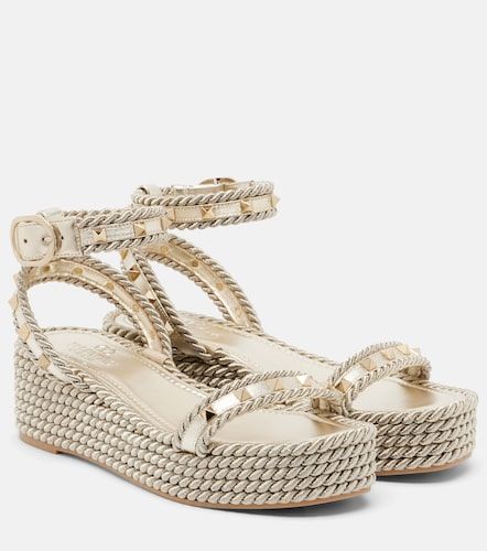 Sandales compensées Rockstud Torchon en cuir - Valentino Garavani - Modalova