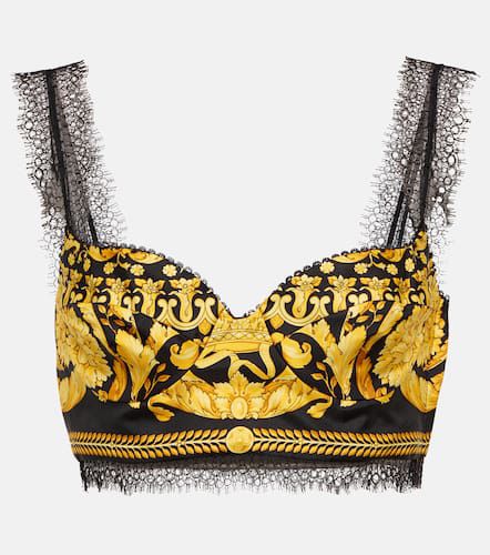 Brassière Barocco en soie et dentelle - Versace - Modalova