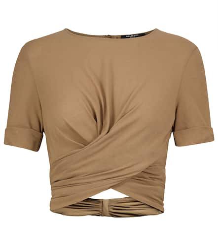 T-shirt raccourci en coton mélangé - Balmain - Modalova