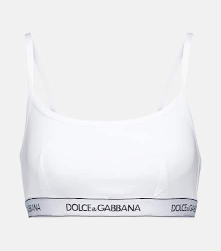 Brassière en coton mélangé à logo - Dolce&Gabbana - Modalova