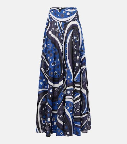 Jupe longue en mousseline de coton à imprimé - Pucci - Modalova