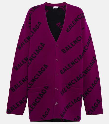 Cardigan en laine mélangée à logo - Balenciaga - Modalova