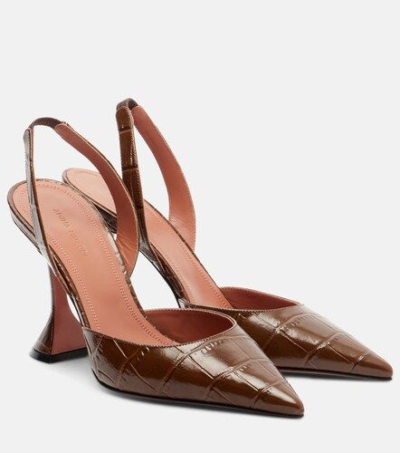 Escarpins slingback en cuir embossé - Amina Muaddi - Modalova